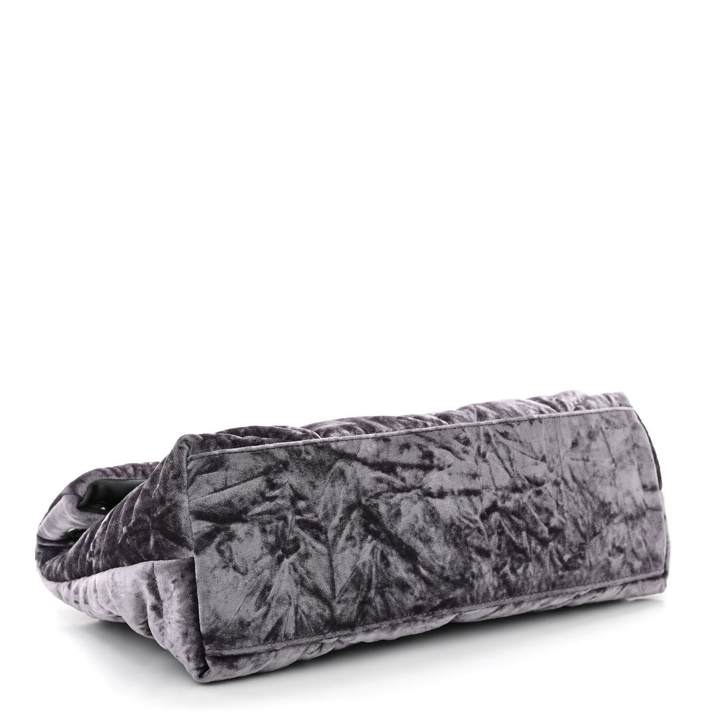 Crushed Velvet Quilted Small Loulou Puffer Monogram Chain Satchel Cloud Grey