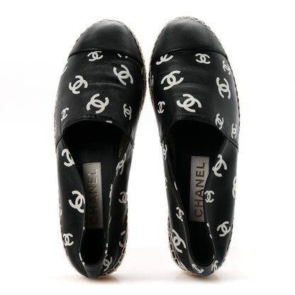 Chanel Lambskin Printed CC Espadrilles 39 Black White 2 of 11