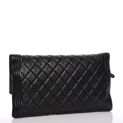 Chanel Lambskin Quilted Beauty CC Boy Clutch Black 3 of 8