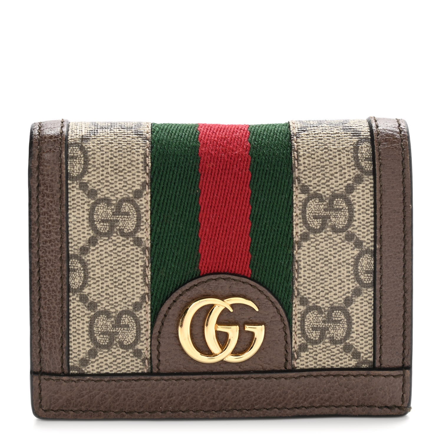 Gucci GG Supreme Monogram Web Ophidia Card Case Beige New Acero 1 of 7