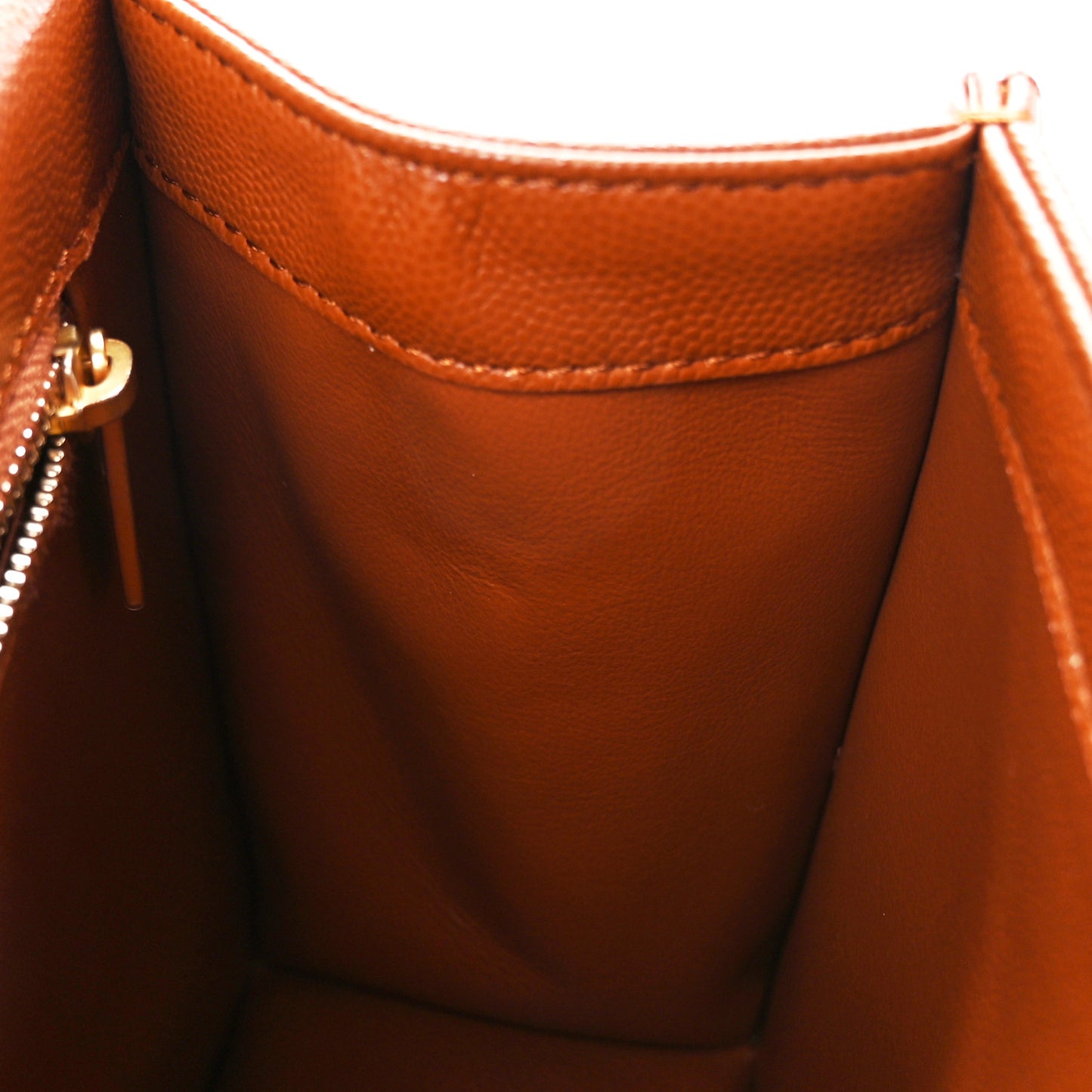 Caviar Quilted Chain Frame Flap Light Brown