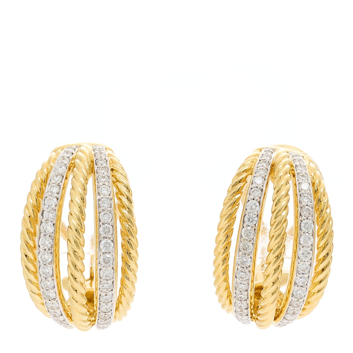 David Yurman 18K Yellow Gold Diamond Lantana Cable Earrings 1 of 4