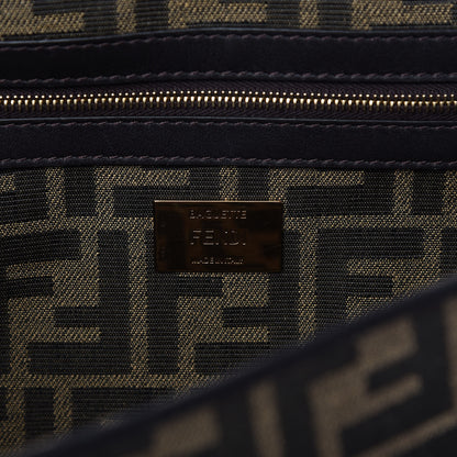 Fendi Fabric Jacquard FF 1974 Medium Baguette Tobacco Moro Black 8 of 12