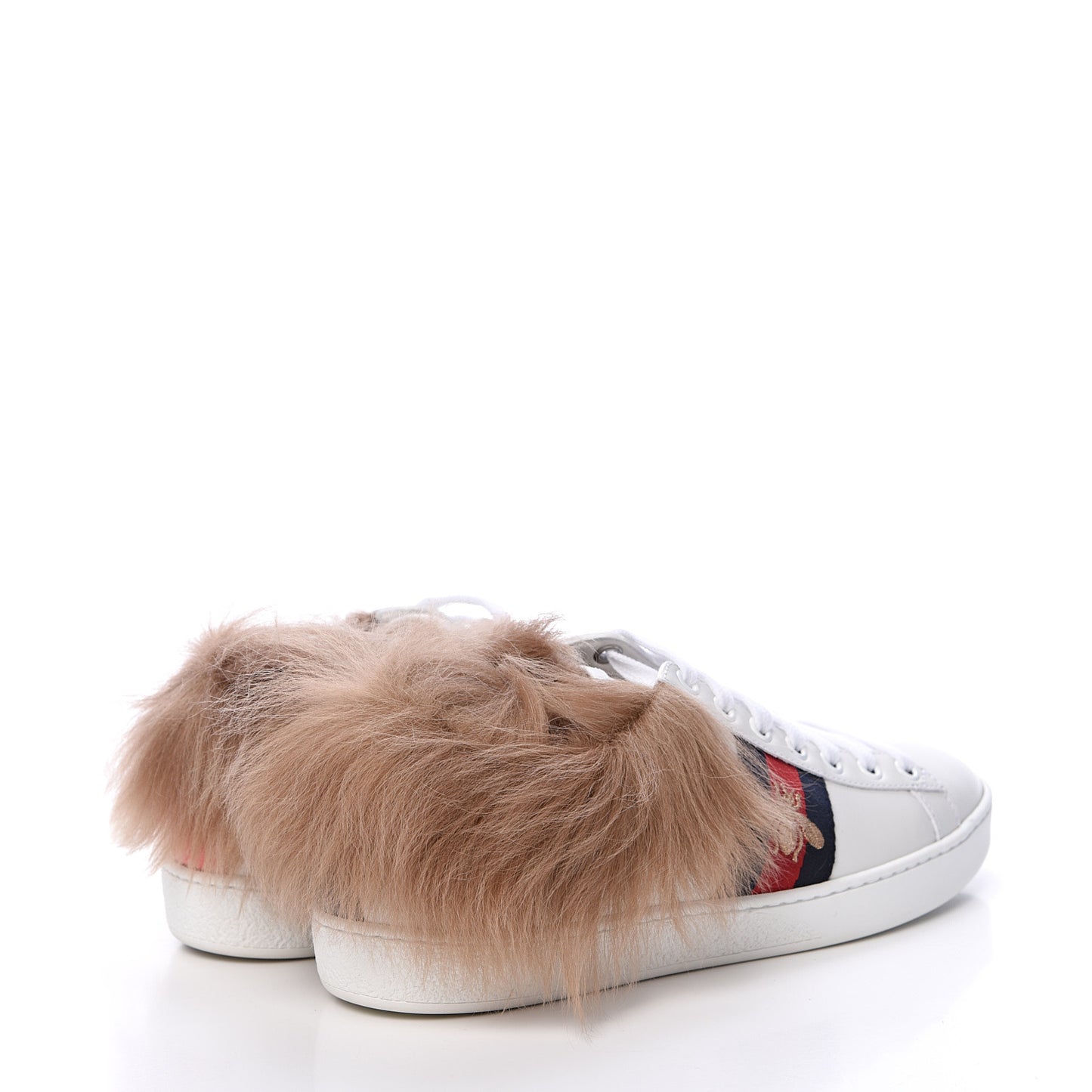 Calfskin Wool Web Bee Embroidered Womens Ace Sneakers 37.5 White