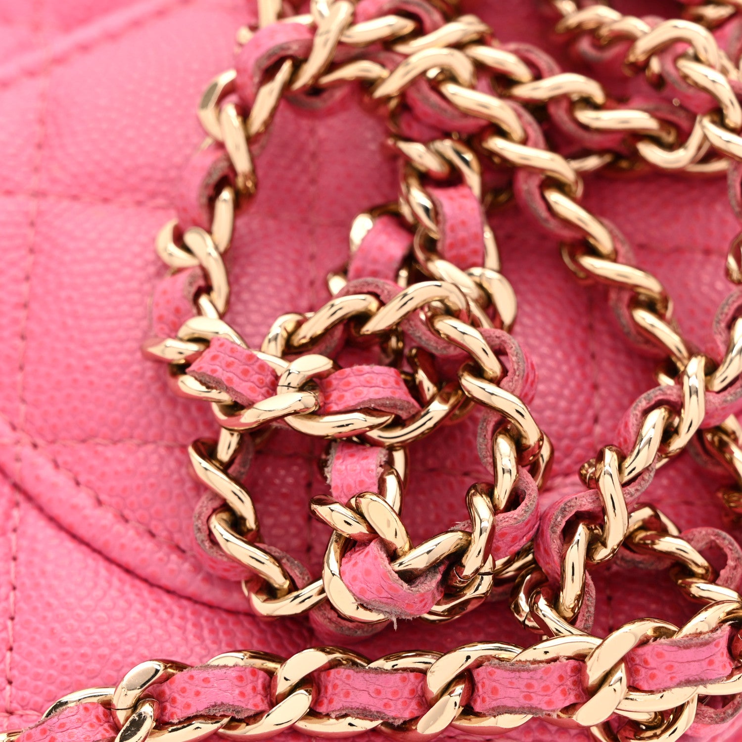 Chanel Caviar Quilted Wallet on Chain WOC Pink 13 of 14