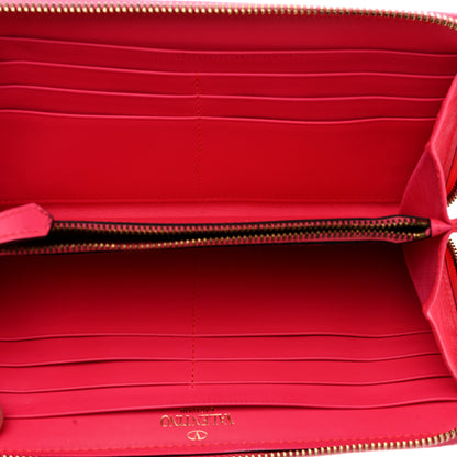 Valentino Garavani Calfskin Rockstud Zip Around Wallet  Fuxia Fluo 5 of 10