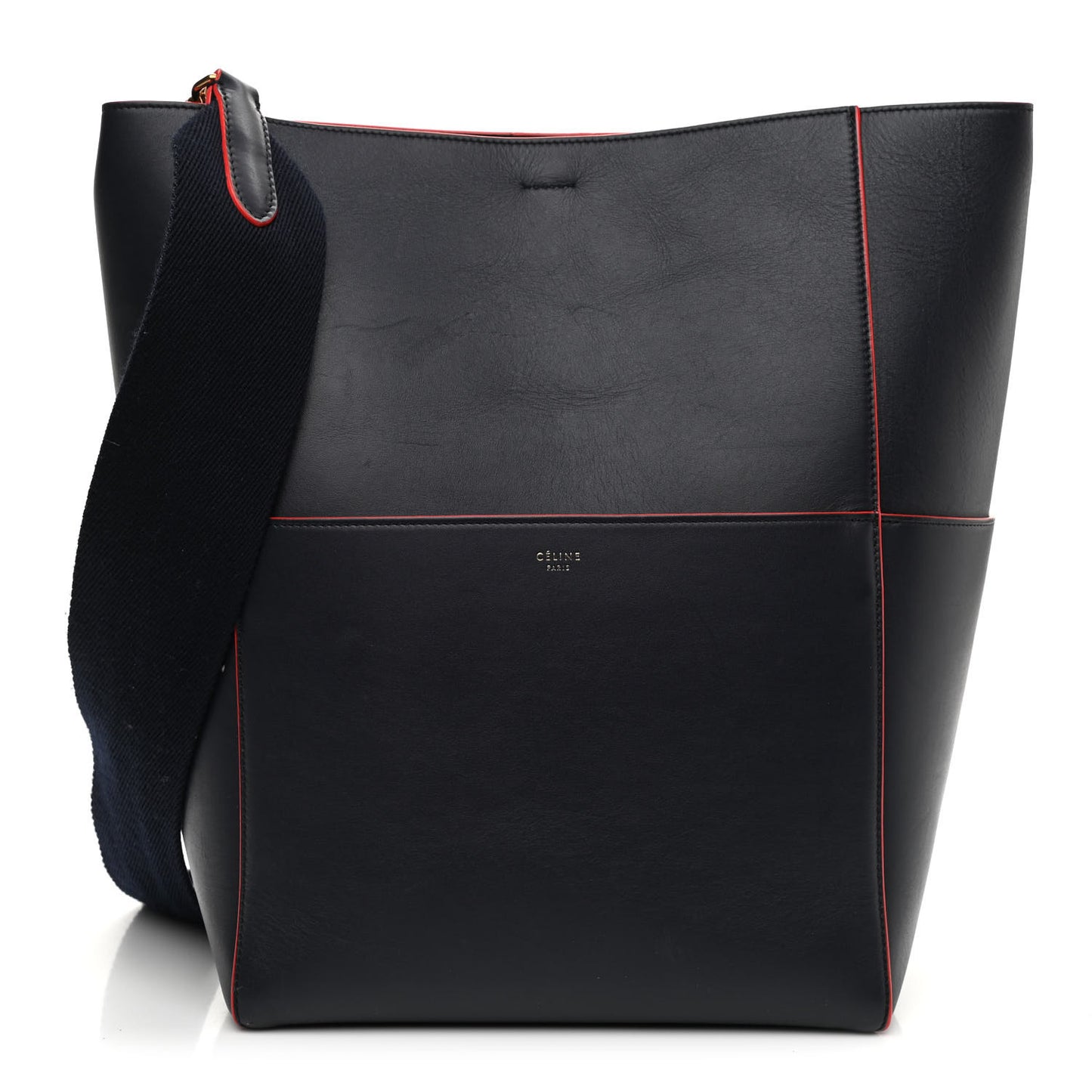 Supersoft Calfskin Sangle Bucket Bag Navy