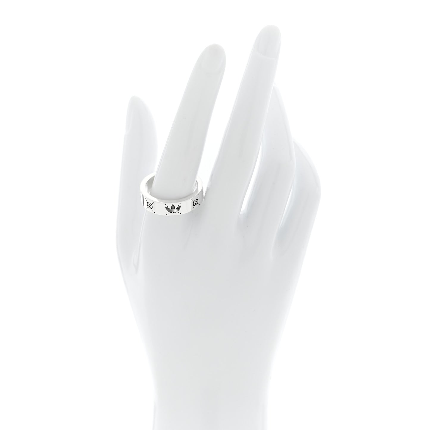 X ADIDAS Sterling Silver Trefoil GG Monogram Band Ring 63 10.25