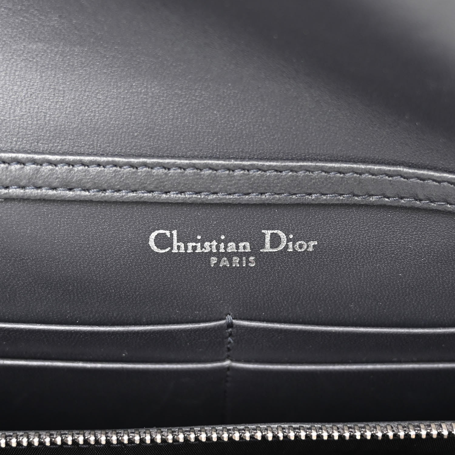 Christian Dior Metallic Patent Micro-Cannage Diorama Wallet on Chain Pouch Silver 5 of 8