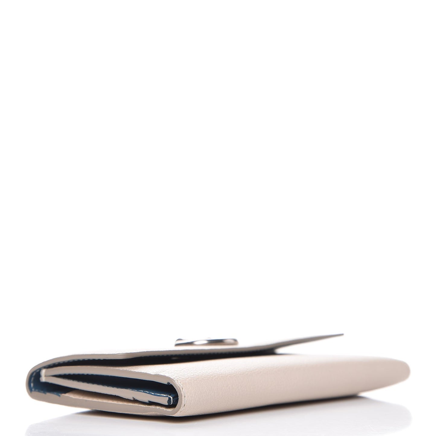 Grainy Calfskin D-Ring Continental Wallet Stone