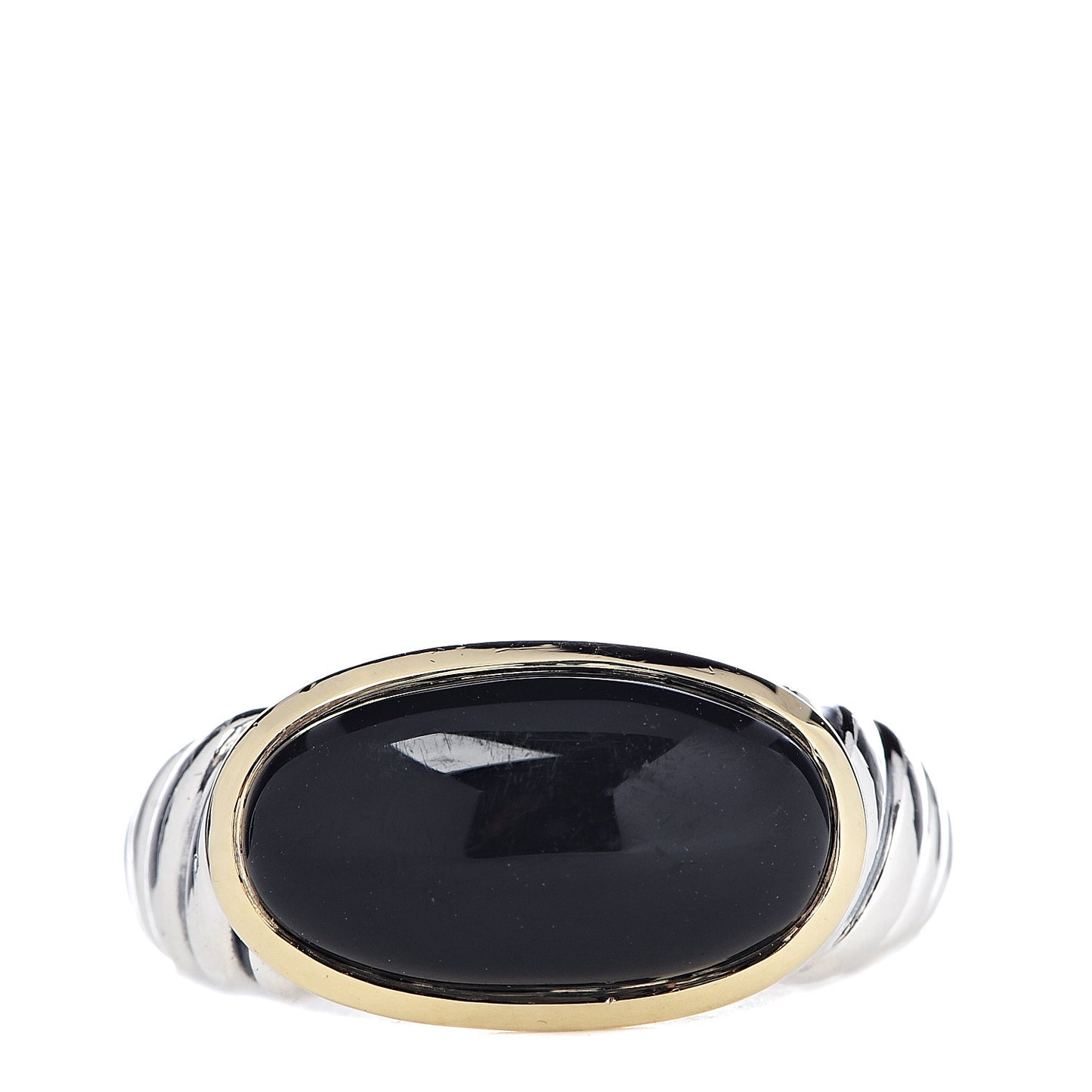 Sterling Silver 18K Yellow Gold Black Onyx Ring 54 7