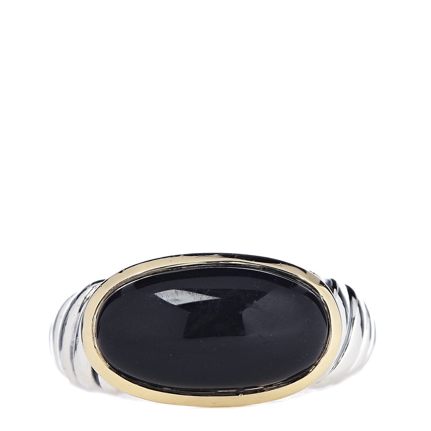 David Yurman Sterling Silver 18K Yellow Gold Black Onyx Ring 54 7 1 of 5