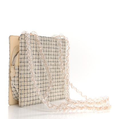 Chanel Tweed Resin Small Zipped Shopping Bag White Black 3 of 14