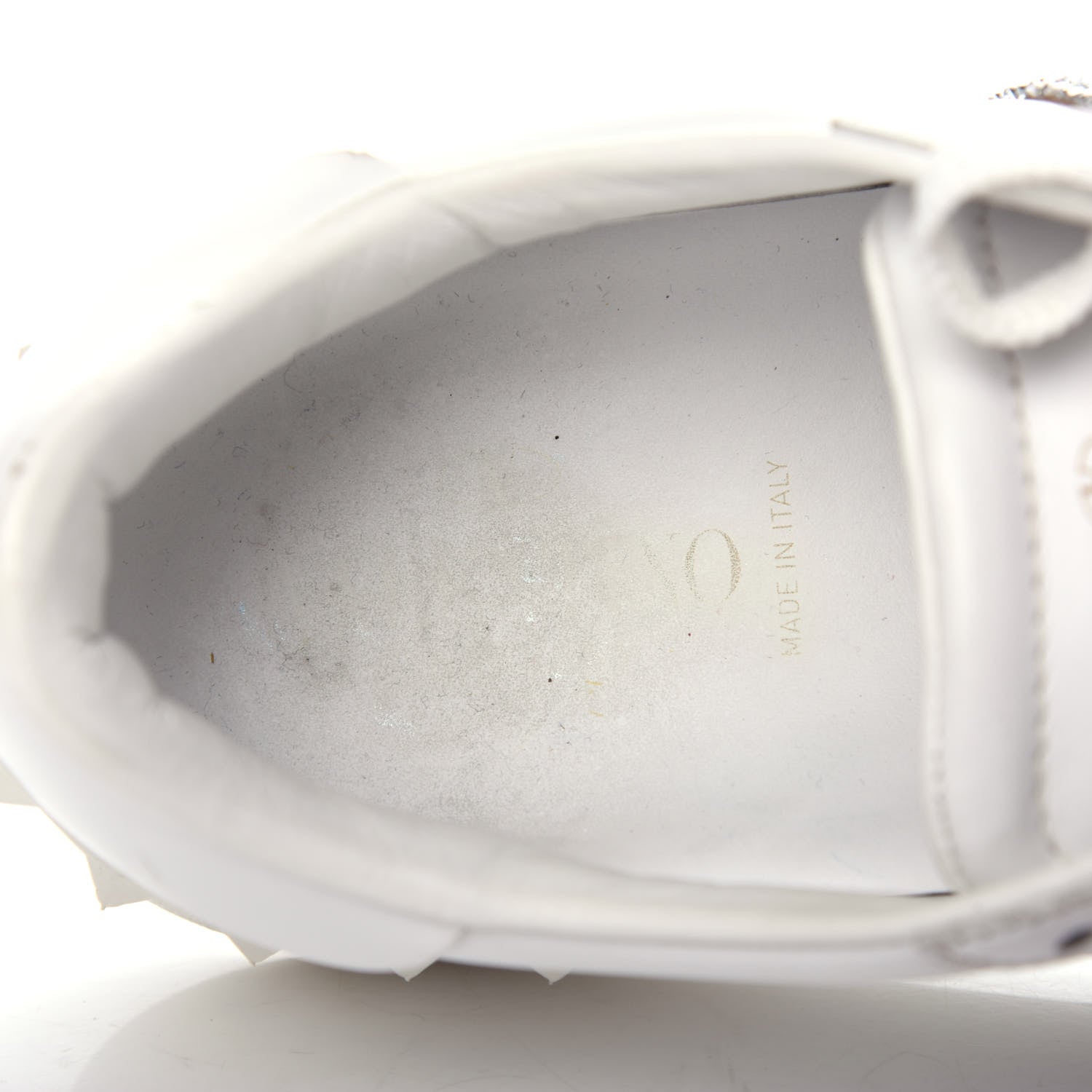 Valentino Garavani Calfskin Glitter Rockstud Open Sneakers 39 White Silver 8 of 11