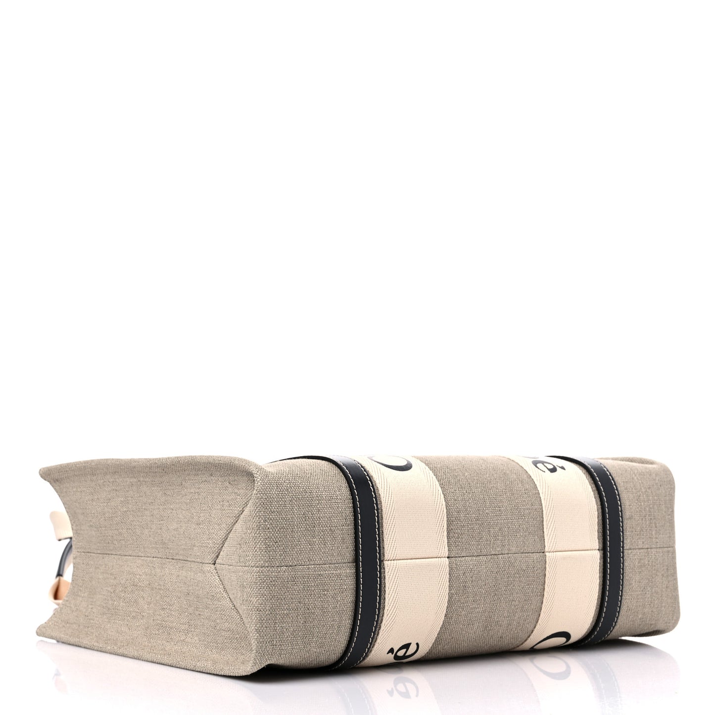 Cotton Calfskin Medium Woody Ribbon Tote White Black
