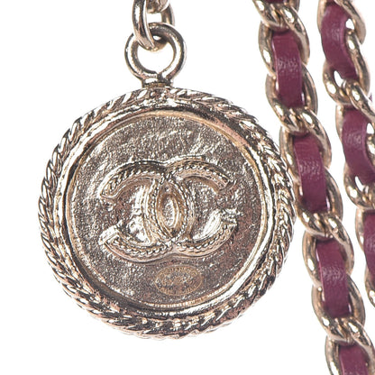 Chanel Metal Lambskin CC Chain Link Necklace Gold Dark Pink 5 of 7