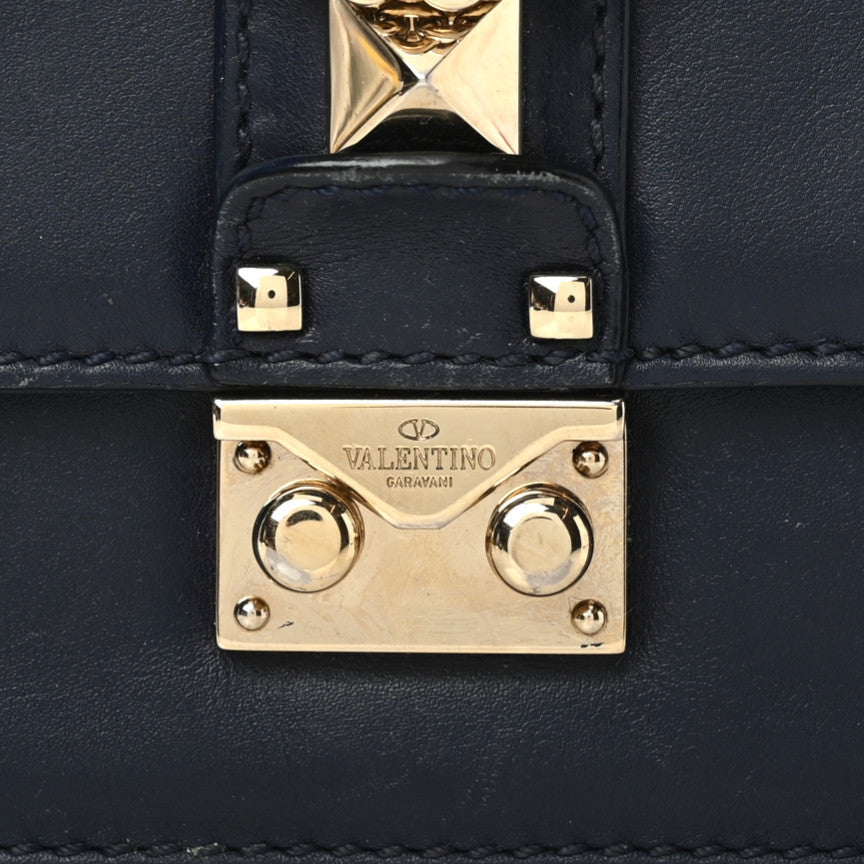 Vitello Mini Glam Lock Rockstud Flap Blue
