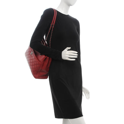 Chanel Grained Calfskin Quilted Large Zipped Shopping Tote Red 2 of 7