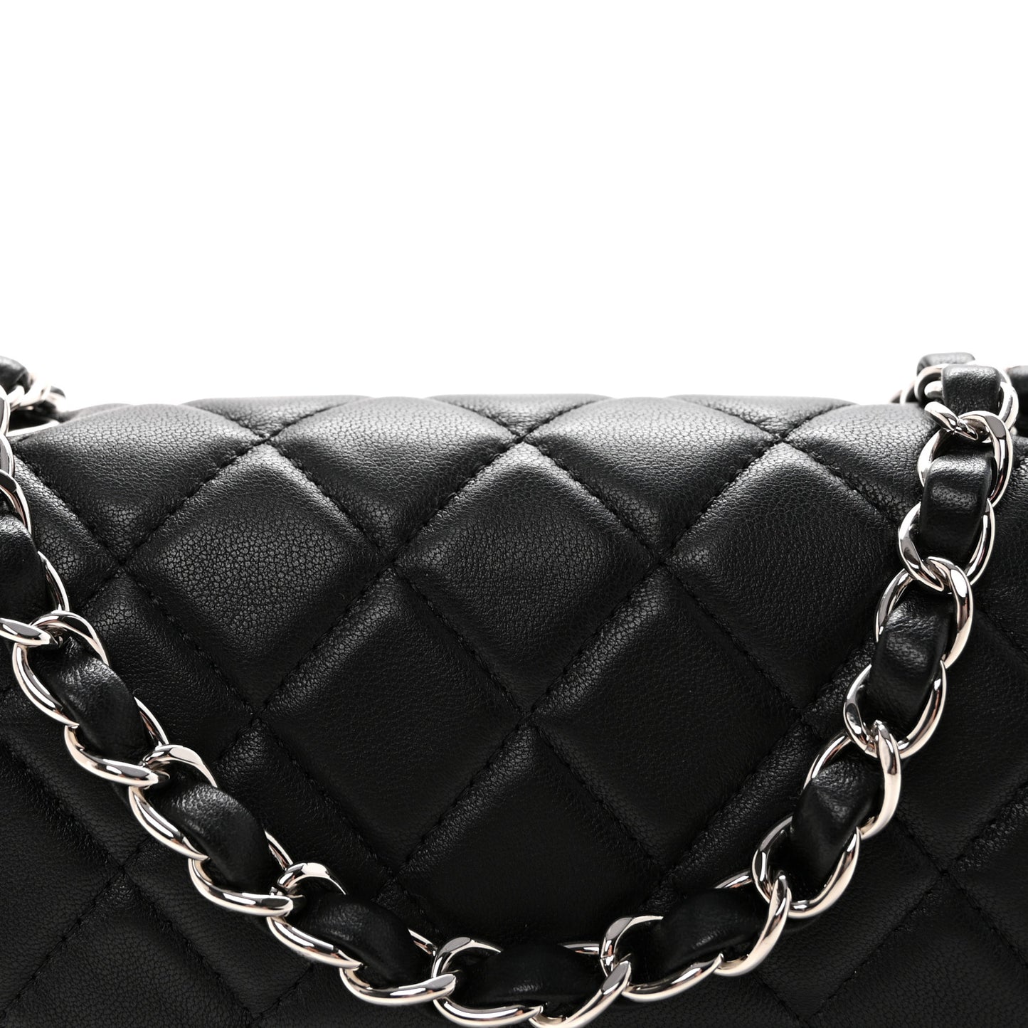 Lambskin Quilted Mini Rectangular Flap Black