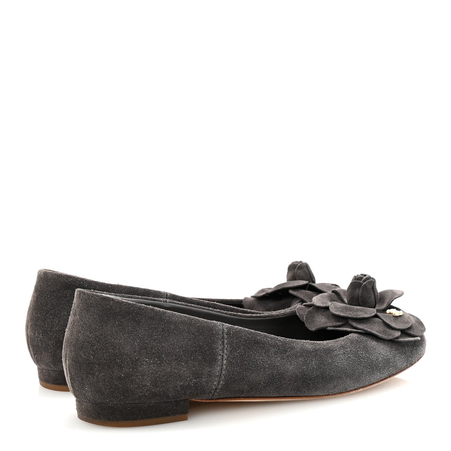 Suede Camellia CC Ballerina Flats 40 Grey