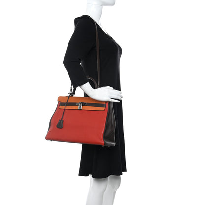 Hermes Togo Tri-Color Kelly Retourne 35 Vermillion Orange Ebene 2 of 16