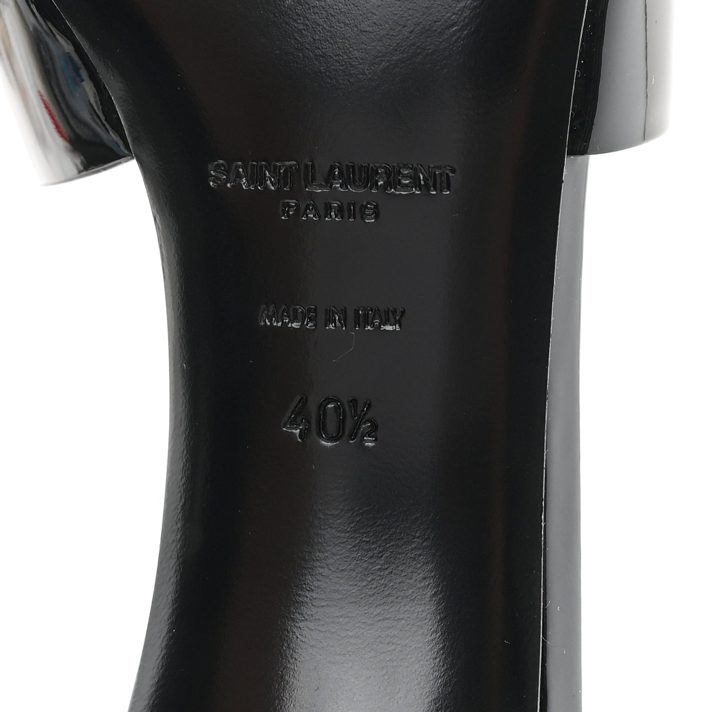 Patent Calfskin Tribute 85 Slide Sandals 40.5 Black