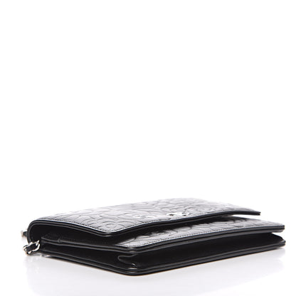 Chanel Lambskin Camellia Embossed Wallet on Chain WOC Black 4 of 15