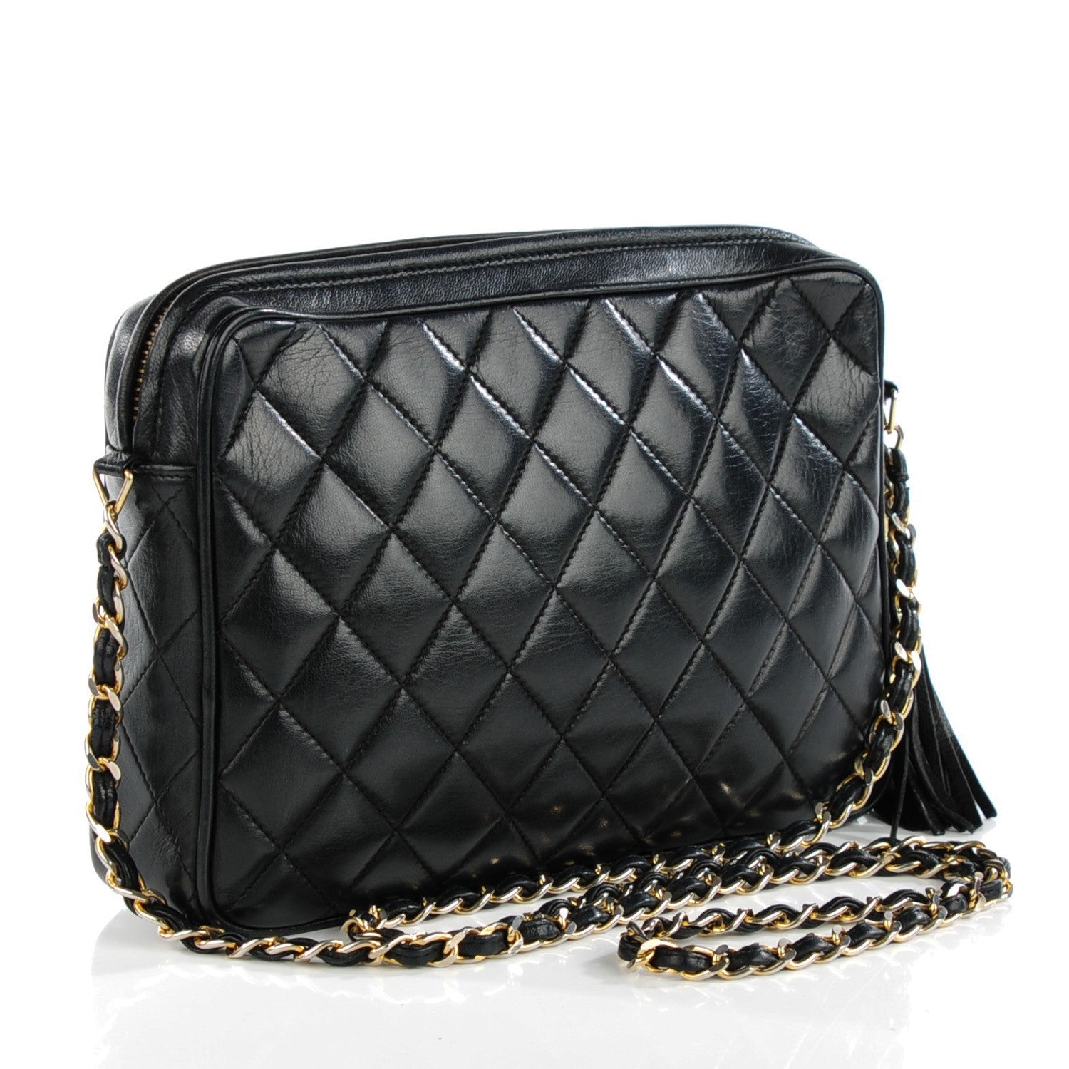 Chanel Lambskin Quilted Tassel Camera Case Black 4 of 10