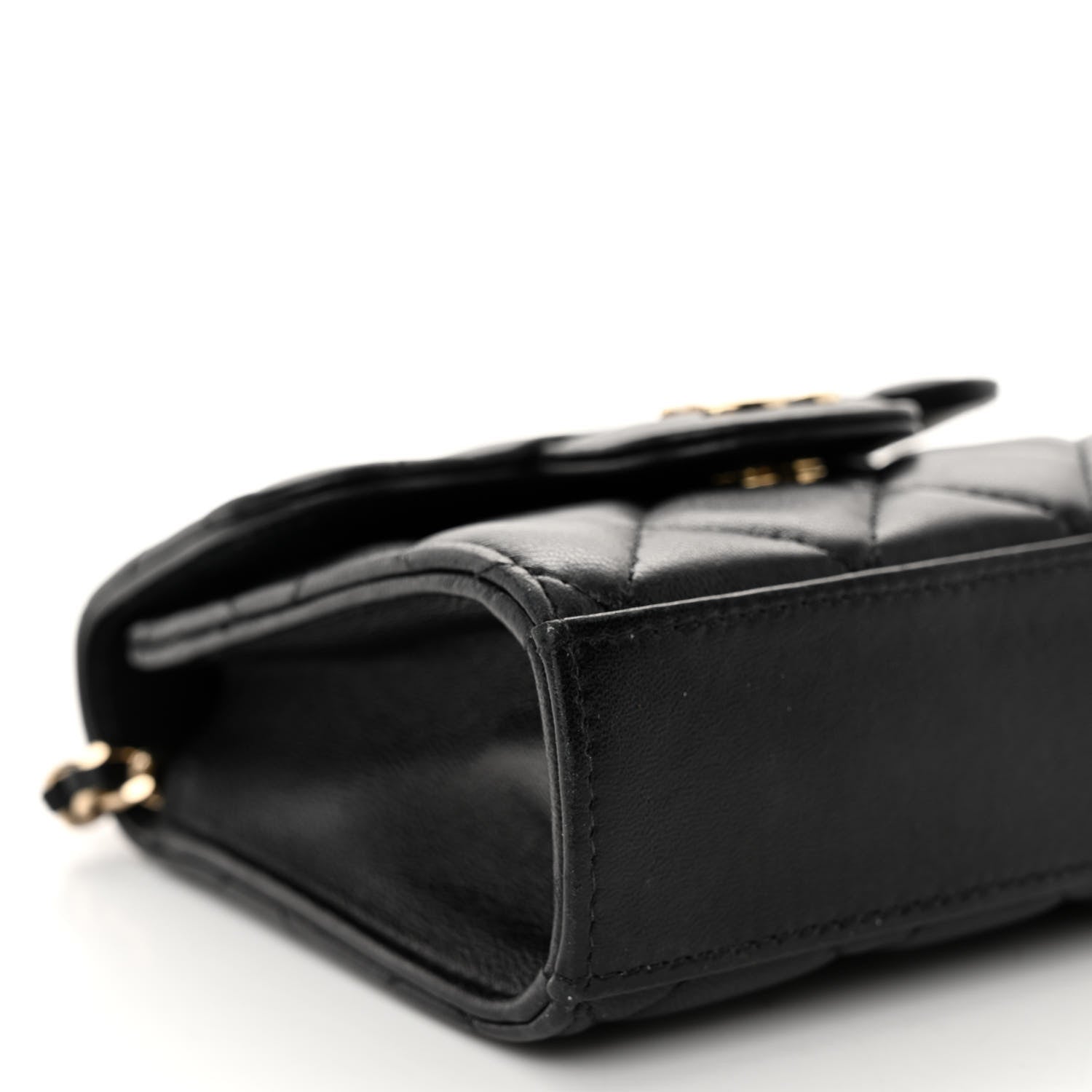 Chanel Lambskin Quilted Top Handle Flap Clutch With Chain Black 9 of 13