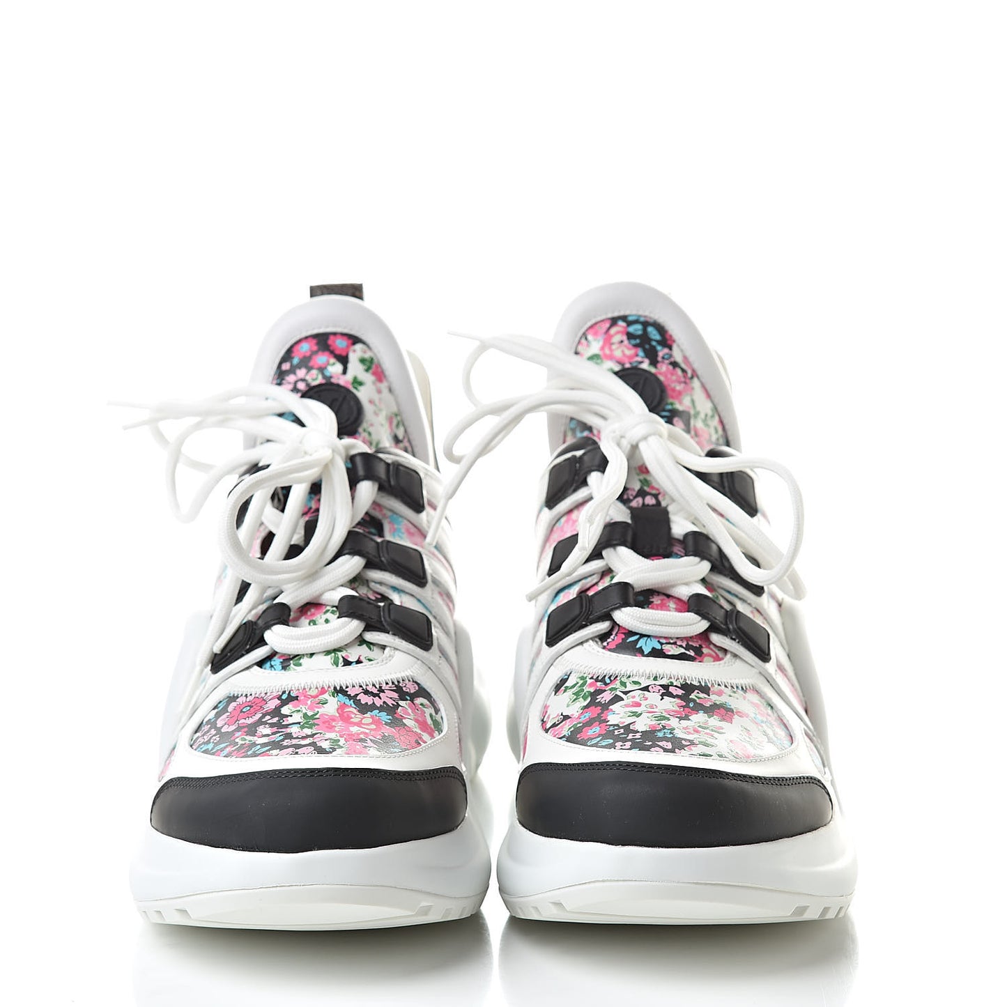 Flower Printed Calfskin Monogram LV Archlight Sneakers 40 Black Rose