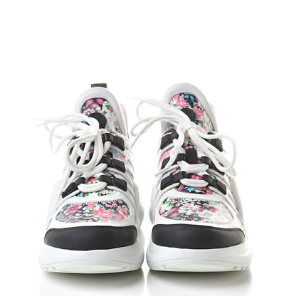 Louis Vuitton Flower Printed Calfskin Monogram LV Archlight Sneakers 40 Black Rose 2 of 7