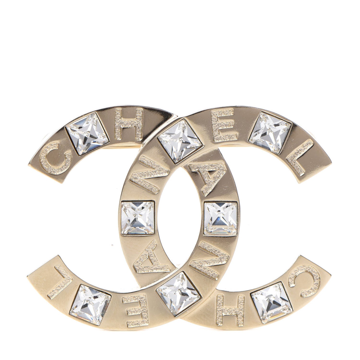 Chanel Baguette Crystal Logo CC Brooch Gold 1 of 4