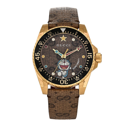 Gucci X DORAEMON Stainless Steel Canvas 40mm Dive Quartz Watch Brown 1 of 4