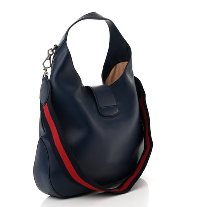 Gucci Calfskin Crystal Feather Embroidered Large Dionysus Hobo Dark Blue 3 of 11