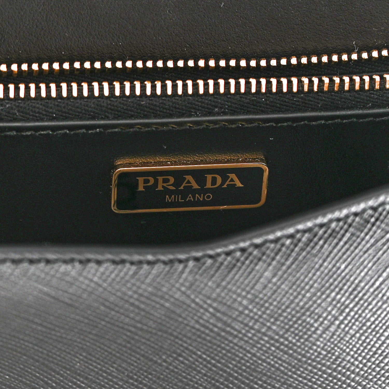 Prada Saffiano Lux Metal Triangle Logo Mini Envelope Chain Shoulder Bag Black 6 of 8