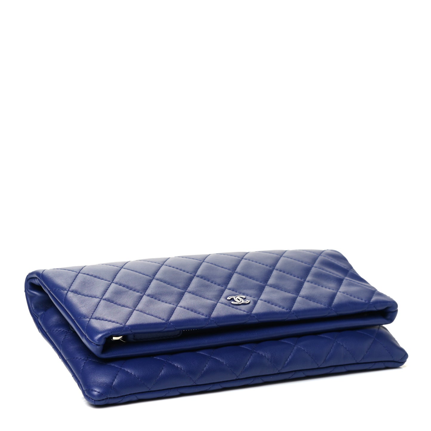 Lambskin Quilted CC Beauty Clutch Blue