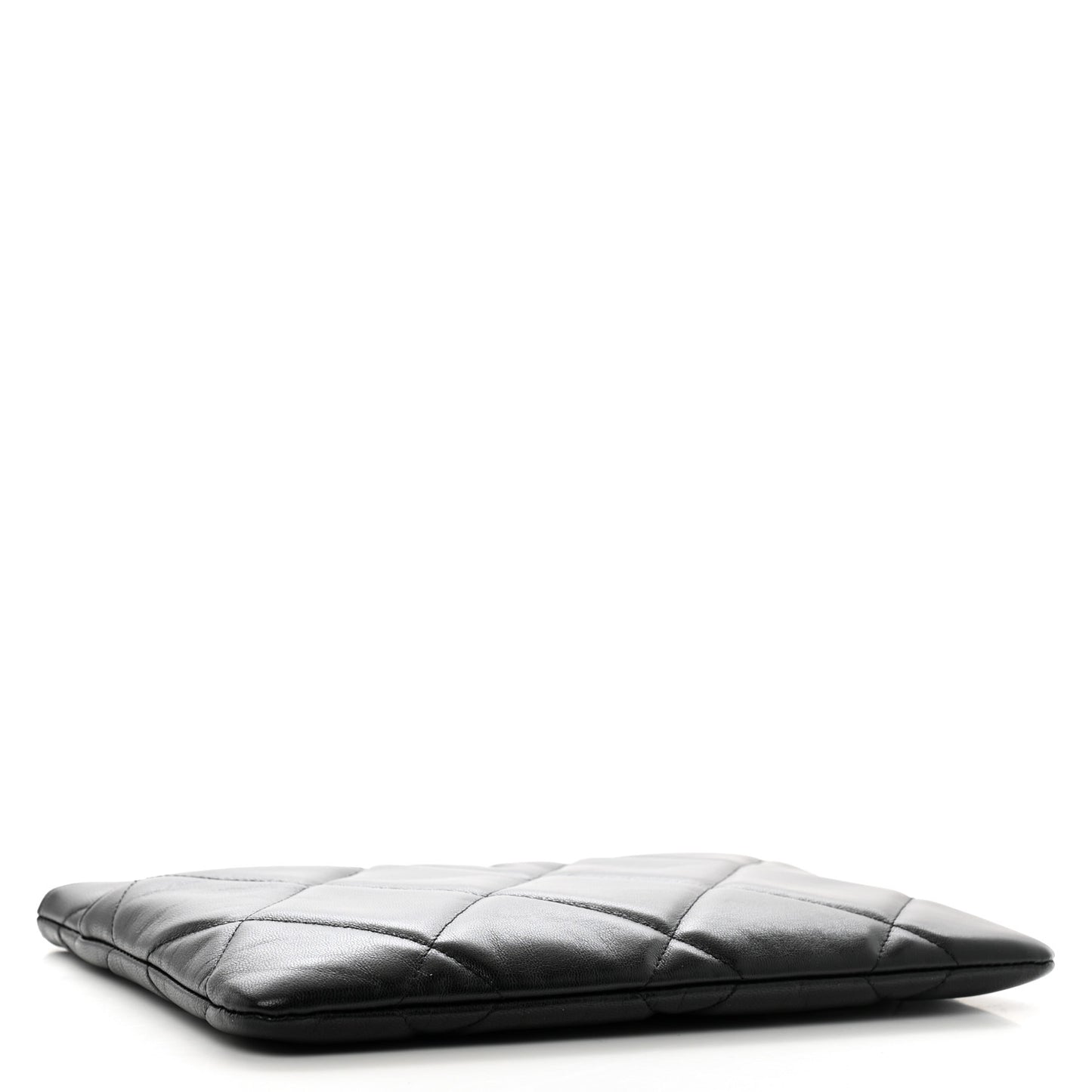 Goatskin Quilted Chanel 19 Pouch Black