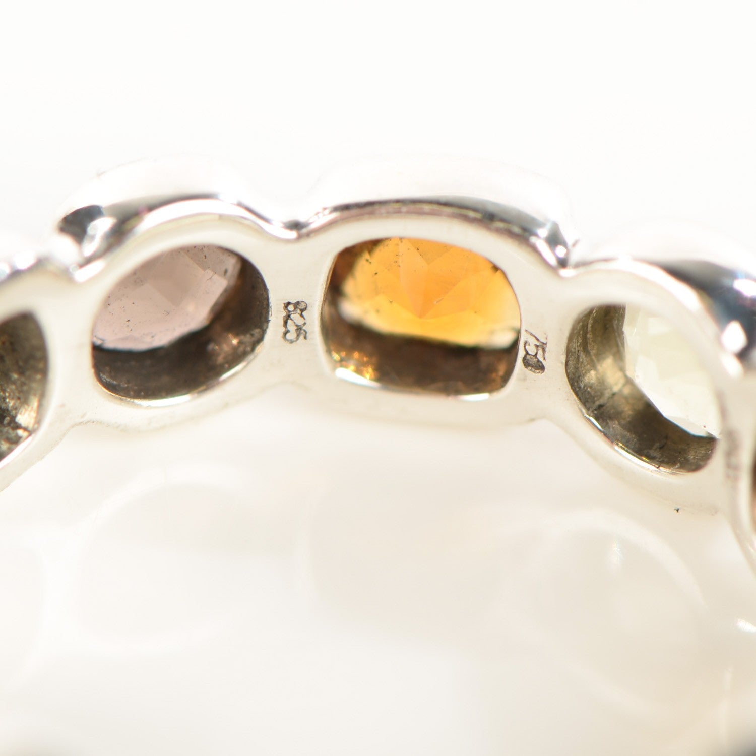 David Yurman Sterling Silver 18K Gold Prasiolite Citrine Smoky Quartz Eternity Ring 53 6.5 4 of 5