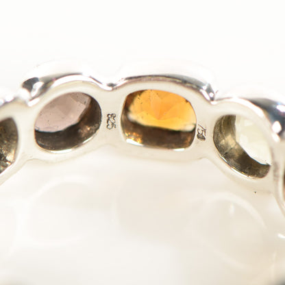 David Yurman Sterling Silver 18K Gold Prasiolite Citrine Smoky Quartz Eternity Ring 53 6.5 4 of 5