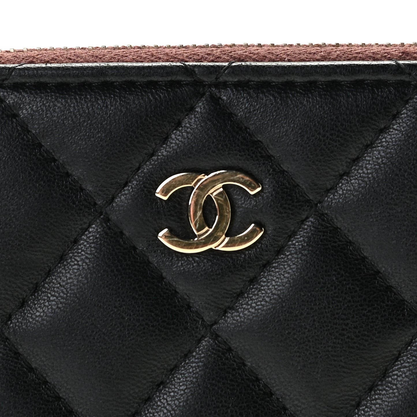 Lambskin Quilted Small Cosmetic Case Black