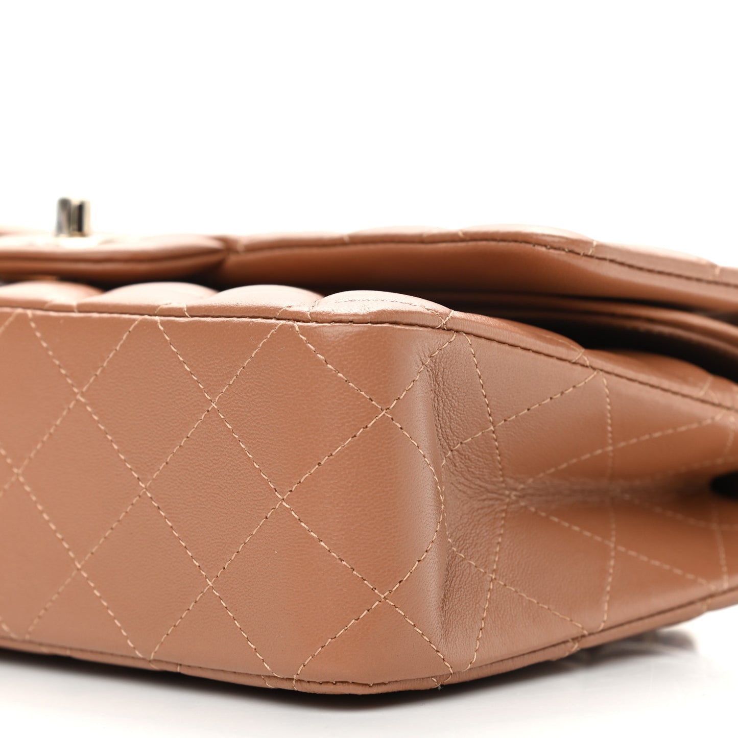 Lambskin Quilted Medium Double Flap Brown