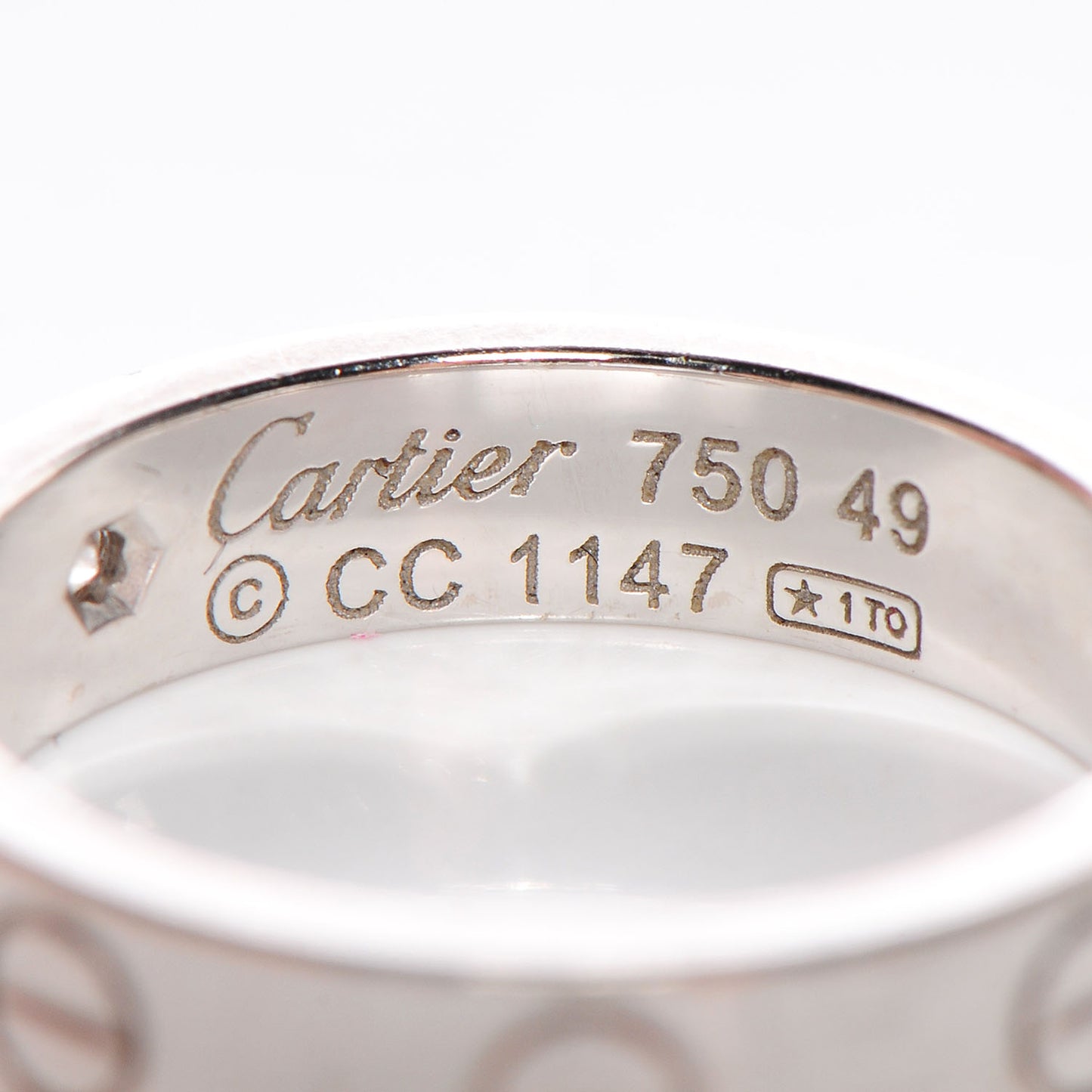 18k White Gold Diamond 4mm Wedding Band LOVE Ring 49 US 4.75