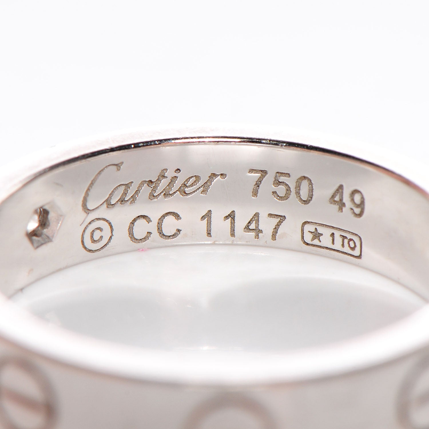 Cartier 18k White Gold Diamond 4mm Wedding Band LOVE Ring 49 US 4.75 4 of 4
