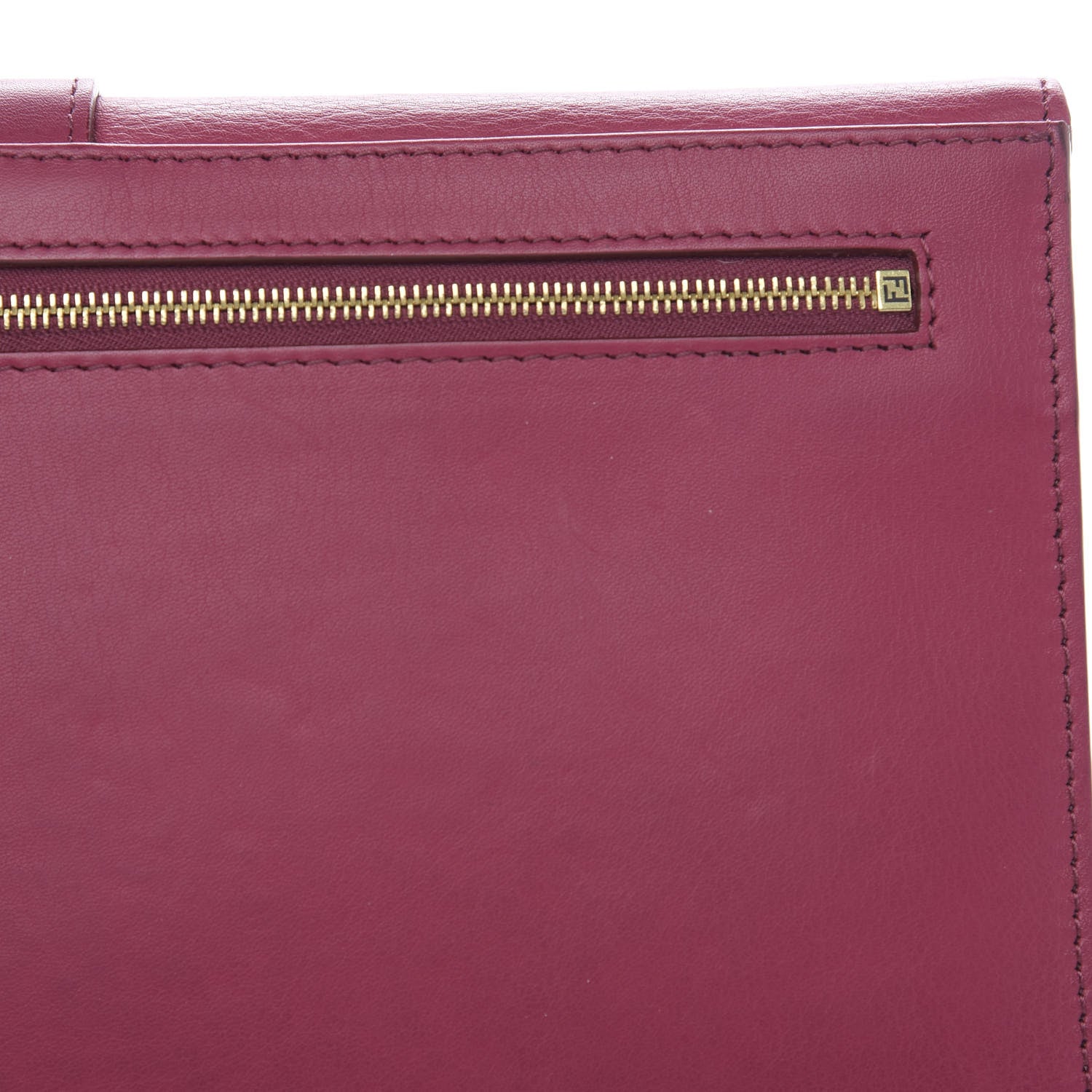 Fendi Pequin Vitello Large Chameleon Envelope Clutch Tobacco Amarena 8 of 10