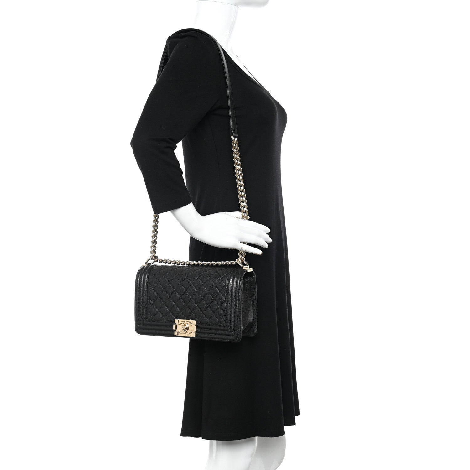 Chanel Caviar Quilted Medium Boy Flap Black 2 of 11