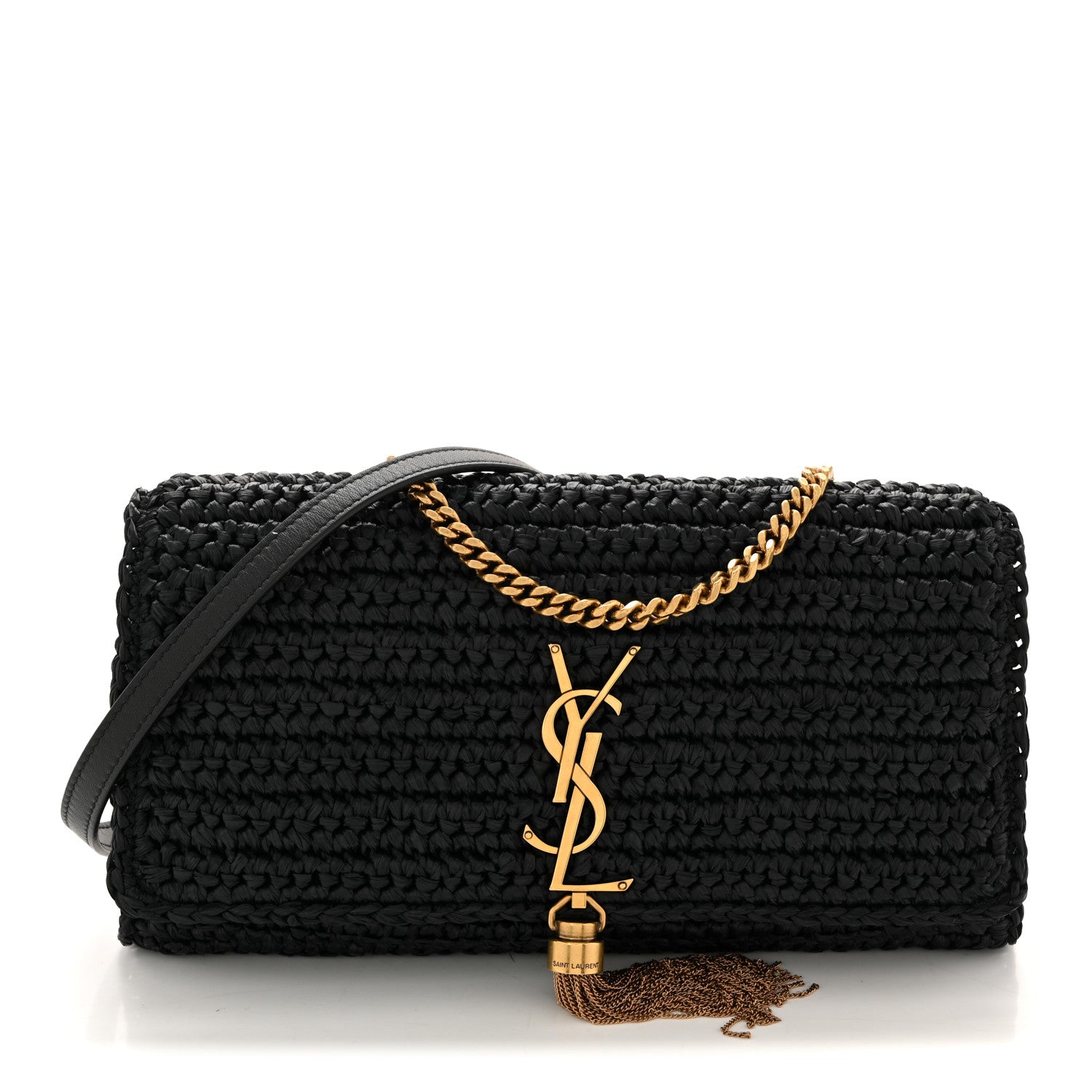 Saint Laurent Raffia Monogram Tassel Kate 99 Black 1 of 12