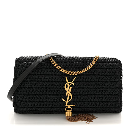 Saint Laurent Raffia Monogram Tassel Kate 99 Black 1 of 12