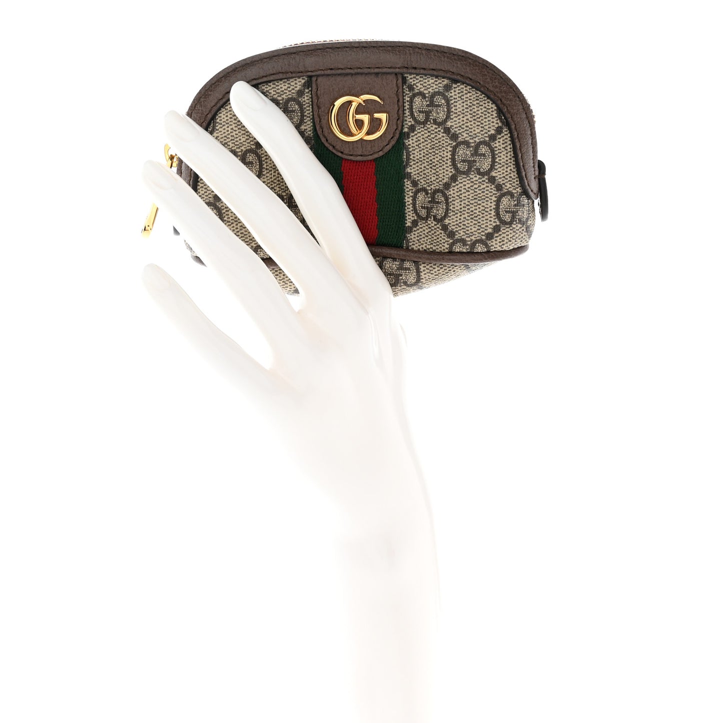 GG Supreme Monogram Web Ophidia Dome Key Pouch Beige New Acero