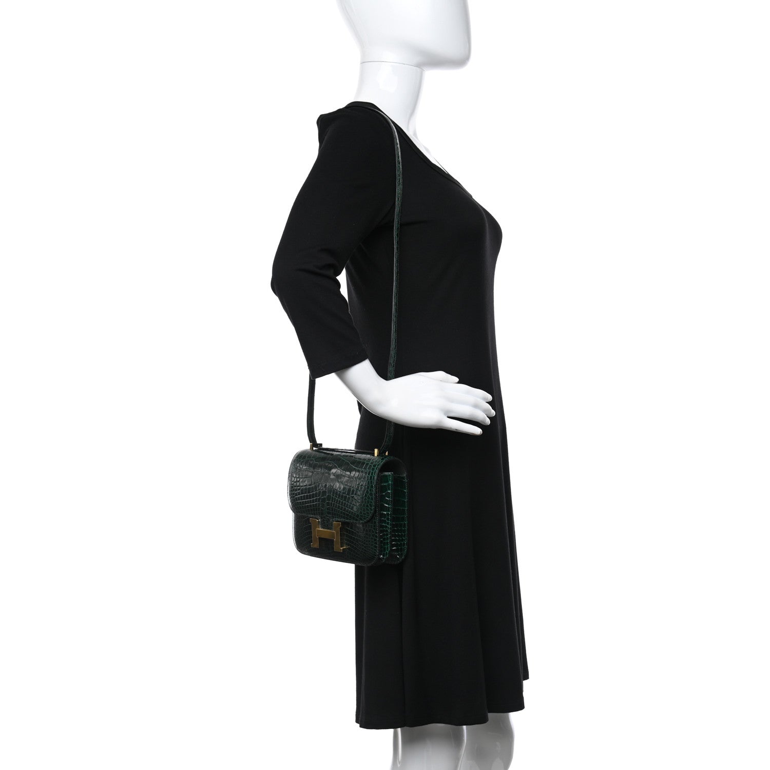 Hermes Shiny Alligator Constance 18 Vert Fonce 2 of 10