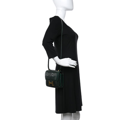 Hermes Shiny Alligator Constance 18 Vert Fonce 2 of 10